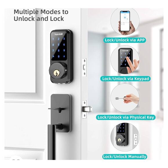 Smart Lock Keyless Entry Deadbolt Door Lock, Digital Bluetooth Lock w/Keypad&APP - Picture 9 of 13